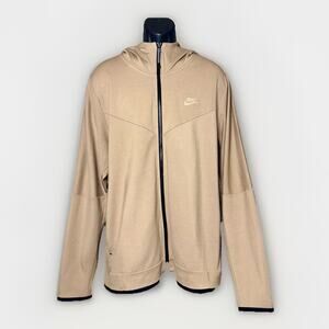 NWT Nike Tech Mens XL Full Zip Sweatshirt Jacket‎ Khaki Tan Hooded DX0822-247